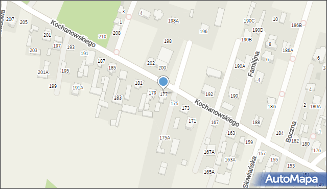 Łomna, Kochanowskiego Jana, 177, mapa Łomna