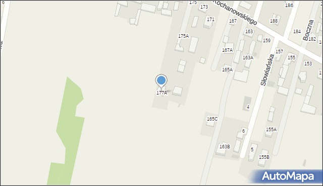 Łomna, Kochanowskiego Jana, 177A, mapa Łomna