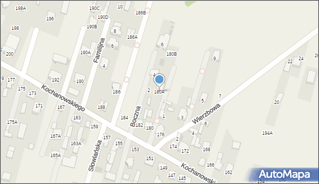 Łomna, Kochanowskiego Jana, 180A, mapa Łomna