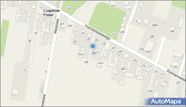 Łomna, Kochanowskiego Jana, 195, mapa Łomna