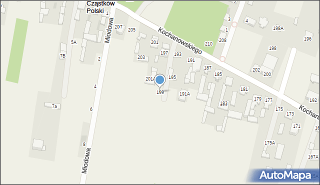 Łomna, Kochanowskiego Jana, 199, mapa Łomna