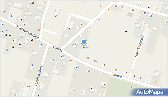 Łomna, Kochanowskiego Jana, 20, mapa Łomna