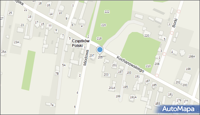 Łomna, Kochanowskiego Jana, 205, mapa Łomna