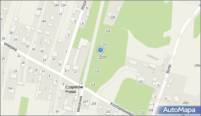Łomna, Kochanowskiego Jana, 222, mapa Łomna