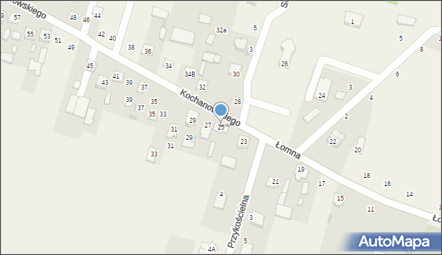 Łomna, Kochanowskiego Jana, 25, mapa Łomna
