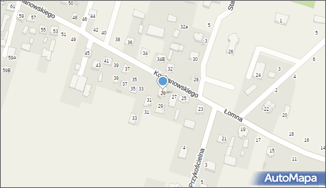 Łomna, Kochanowskiego Jana, 29, mapa Łomna
