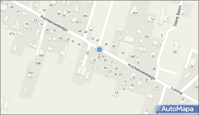 Łomna, Kochanowskiego Jana, 41, mapa Łomna