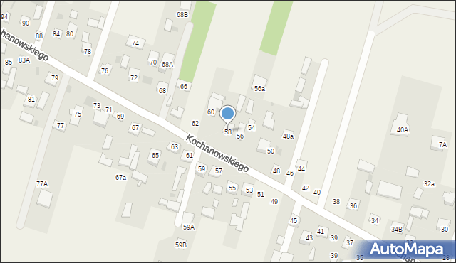 Łomna, Kochanowskiego Jana, 58, mapa Łomna