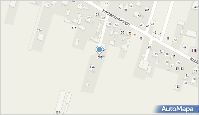 Łomna, Kochanowskiego Jana, 59B, mapa Łomna
