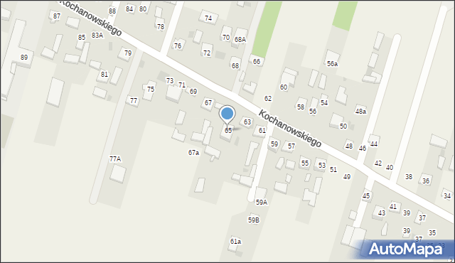 Łomna, Kochanowskiego Jana, 65, mapa Łomna