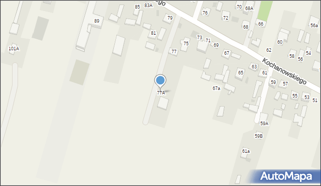 Łomna, Kochanowskiego Jana, 77A, mapa Łomna