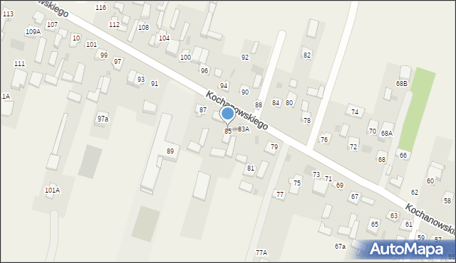 Łomna, Kochanowskiego Jana, 85, mapa Łomna