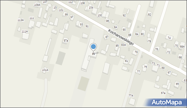 Łomna, Kochanowskiego Jana, 89, mapa Łomna