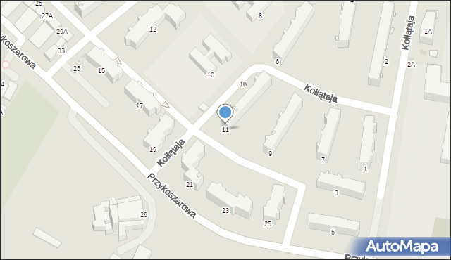 Łomża, Kołłątaja Hugo, 11, mapa Łomży