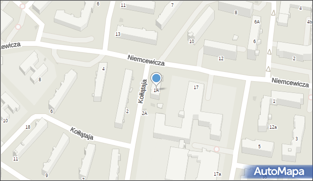 Łomża, Kołłątaja Hugo, 1A, mapa Łomży