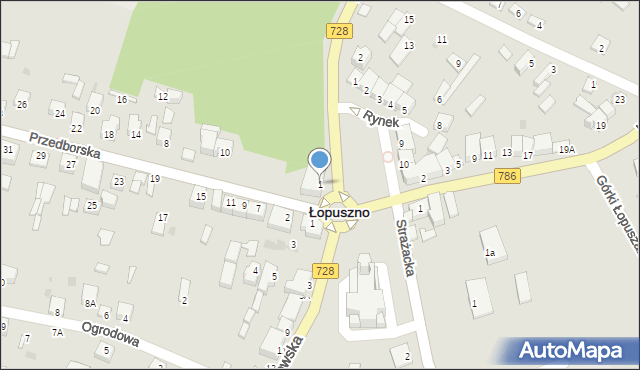 Łopuszno, Konecka, 1, mapa Łopuszno