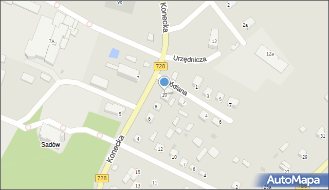 Łopuszno, Konecka, 10, mapa Łopuszno