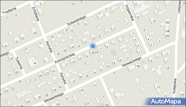 Łosice, Konopnickiej Marii, 9, mapa Łosice