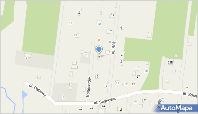 Łosie, Koneserów, 6, mapa Łosie