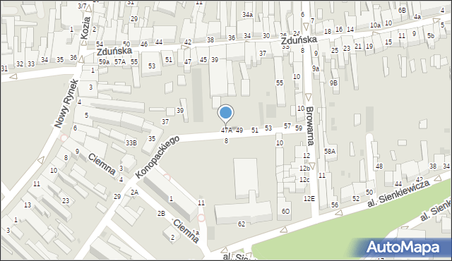 Łowicz, Konopackiego Eugeniusza, 47A, mapa Łowicza