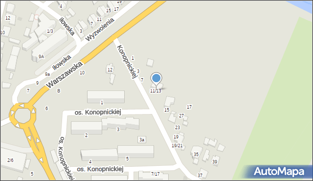 Łowicz, Konopnickiej Marii, 11/13, mapa Łowicza