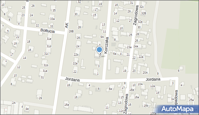 Łowicz, Korczaka Janusza, 5a, mapa Łowicza