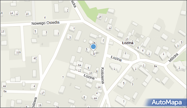Łozina, Kościelna, 4, mapa Łozina