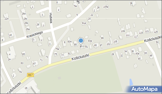 Lubaczów, Kościuszki Tadeusza, gen., 87, mapa Lubaczów