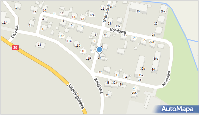 Lubań, Kolejowa, 20, mapa Lubań