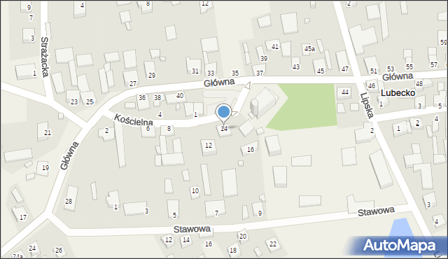 Lubecko, Kościelna, 14, mapa Lubecko