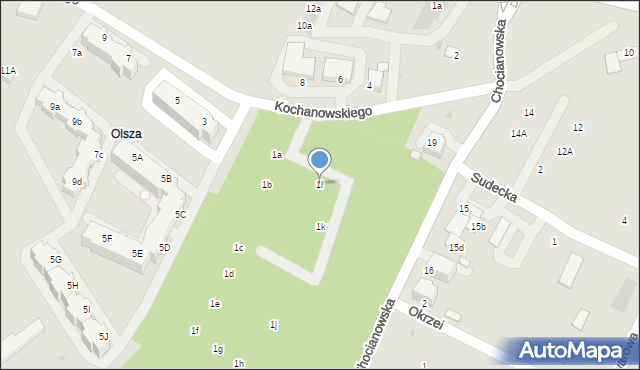 Lubin, Kochanowskiego Jana, 1l, mapa Lubin