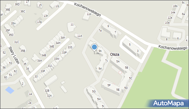 Lubin, Kochanowskiego Jana, 7b, mapa Lubin