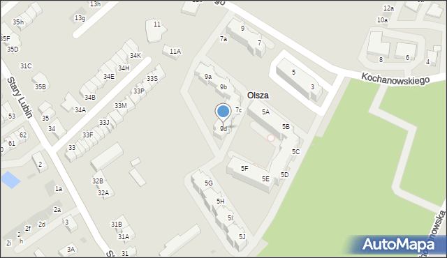 Lubin, Kochanowskiego Jana, 9d, mapa Lubin