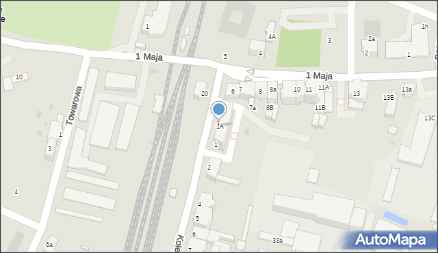 Lubin, Kolejowa, 1A, mapa Lubin