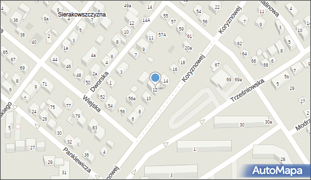 Lublin, Koryznowej Marii, 12, mapa Lublina