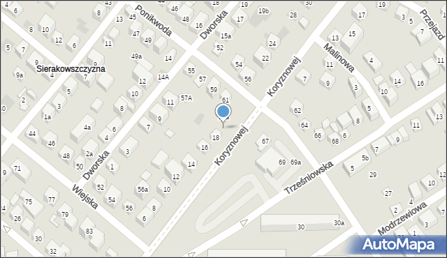 Lublin, Koryznowej Marii, 20b, mapa Lublina