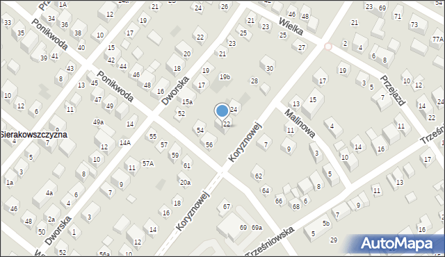 Lublin, Koryznowej Marii, 22a, mapa Lublina