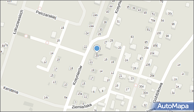 Lublin, Kosynierów, 23, mapa Lublina