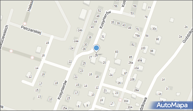 Lublin, Kosynierów, 29, mapa Lublina