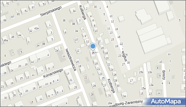 Lublin, Kolberga Oskara, 15, mapa Lublina