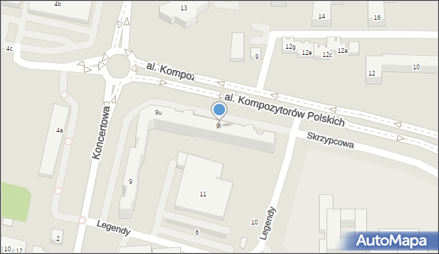 Lublin, Koncertowa, 9l, mapa Lublina