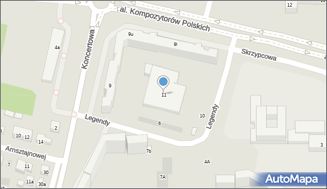 Lublin, Koncertowa, 11, mapa Lublina