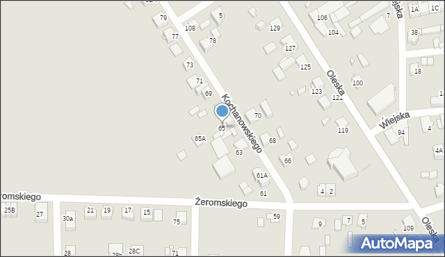 Lubliniec, Kochanowskiego Jana, 65, mapa Lubliniec