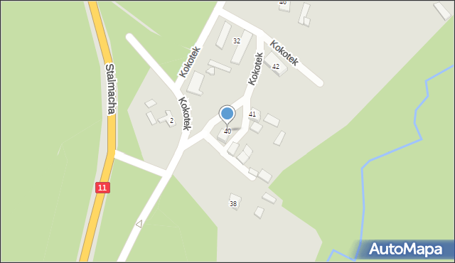 Lubliniec, Kokotek, 40, mapa Lubliniec