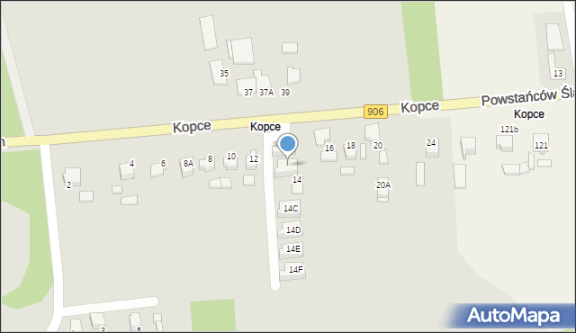 Lubliniec, Kopce, 14a, mapa Lubliniec