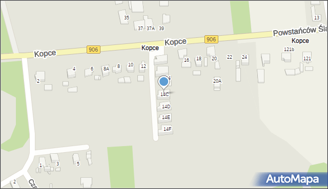 Lubliniec, Kopce, 14C, mapa Lubliniec