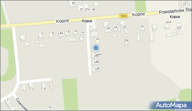 Lubliniec, Kopce, 14D, mapa Lubliniec