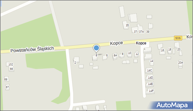 Lubliniec, Kopce, 4, mapa Lubliniec