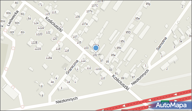 Luboń, Kościuszki Tadeusza, gen., 99, mapa Luboń