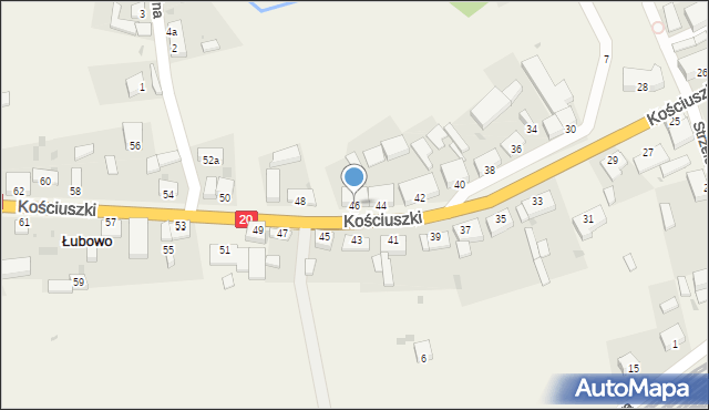 Łubowo, Kościuszki Tadeusza, gen., 46, mapa Łubowo